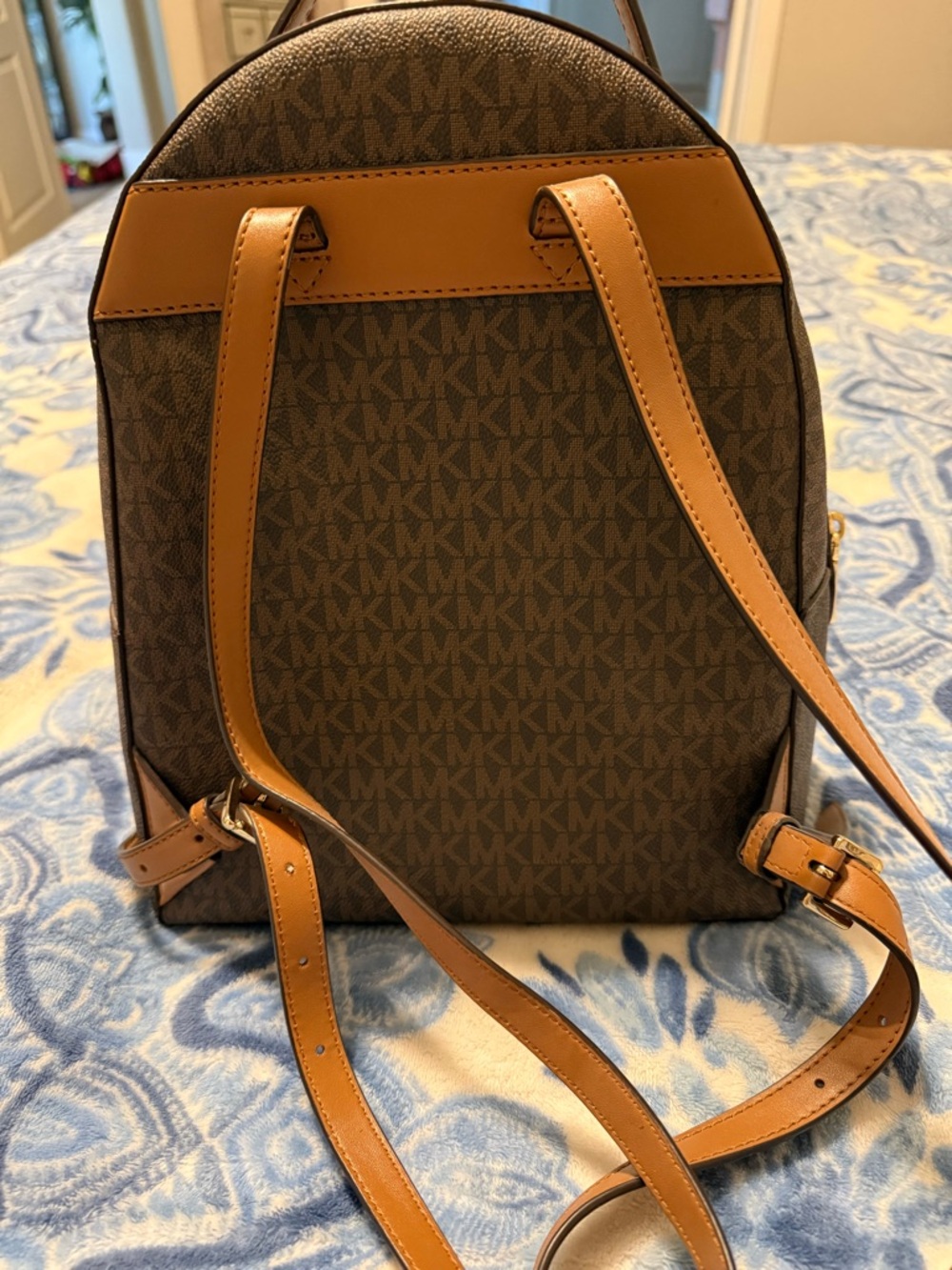 Michael Kors Brown MK Logo Dome Backpack with Gold Hardware - Picture 2 of 6